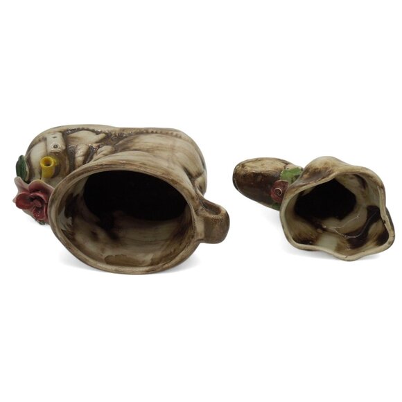 CAPODIMONTE Italian Ceramic Figurine Small Boot Planter Set of 2 Italy Vintage - Picture 11 of 11